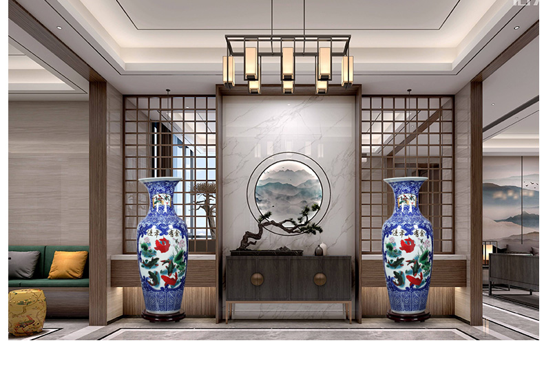 Jingdezhen blue and white vase of large sitting room I household ceramics handicraft ceramic vase furnishing articles