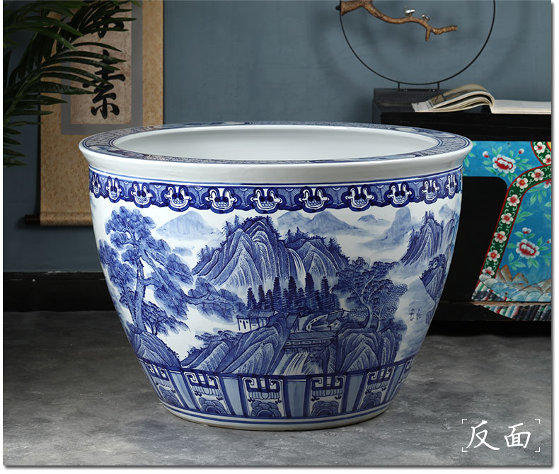 Jingdezhen ceramics to heavy landing fish tank water lily hydroponic bath crock cylinder town curtilage courtyard feng shui decorative furnishing articles