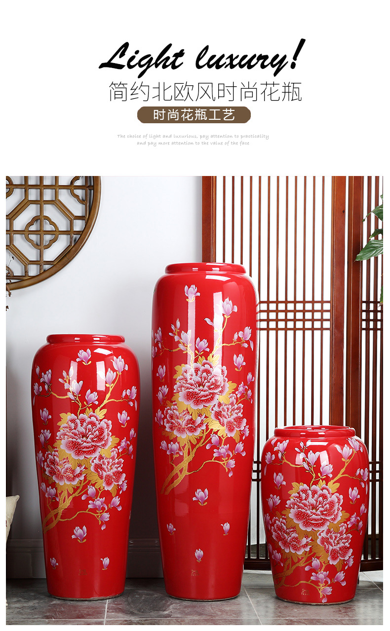 Jingdezhen ceramics 3 sets of large red vase I household housewarming gift sitting room adornment is placed