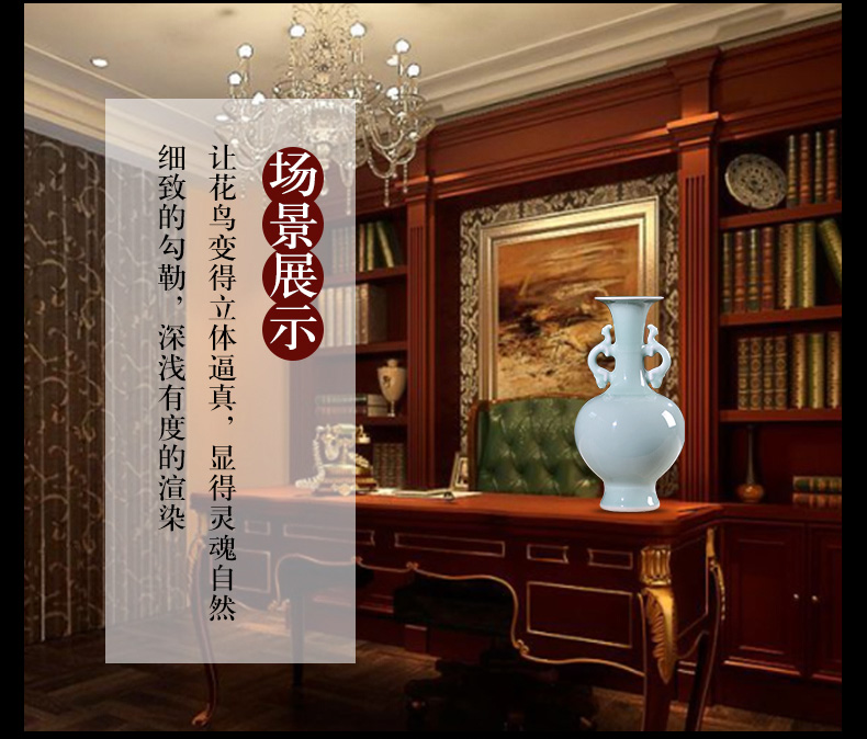 Jingdezhen ceramics floret bottle place flower arranging archaize sitting room rich ancient frame of new Chinese style household decorative arts and crafts