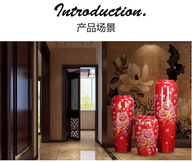 Jingdezhen ceramics 3 sets of large red vase I household housewarming gift sitting room adornment is placed