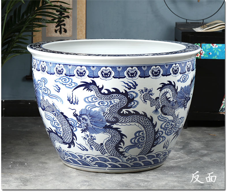 Jingdezhen ceramics to heavy landing fish tank water lily hydroponic bath crock cylinder town curtilage courtyard feng shui decorative furnishing articles