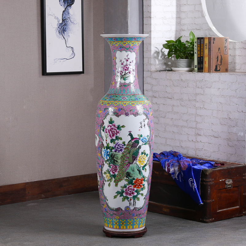 Jingdezhen ceramics to heavy ground vase archaize pastel hand - made sitting room hotel opening gifts flower arranging furnishing articles