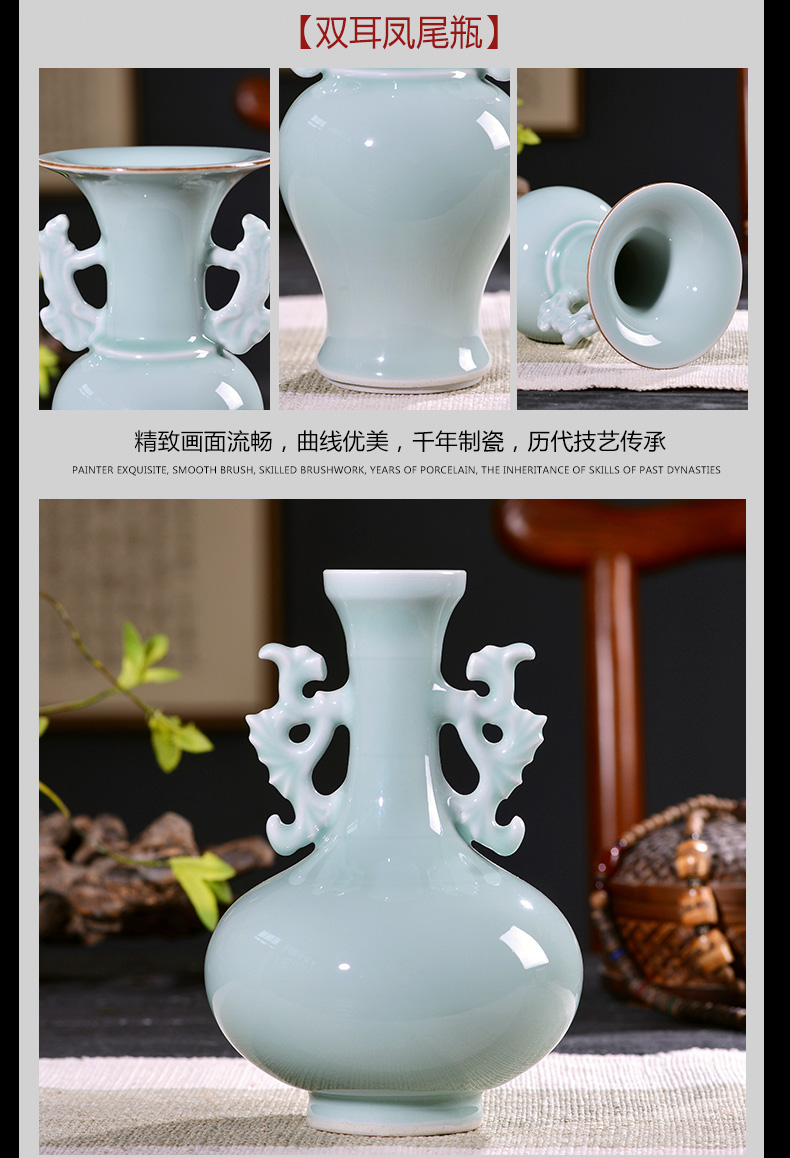 Jingdezhen ceramics floret bottle place flower arranging archaize sitting room rich ancient frame of new Chinese style household decorative arts and crafts