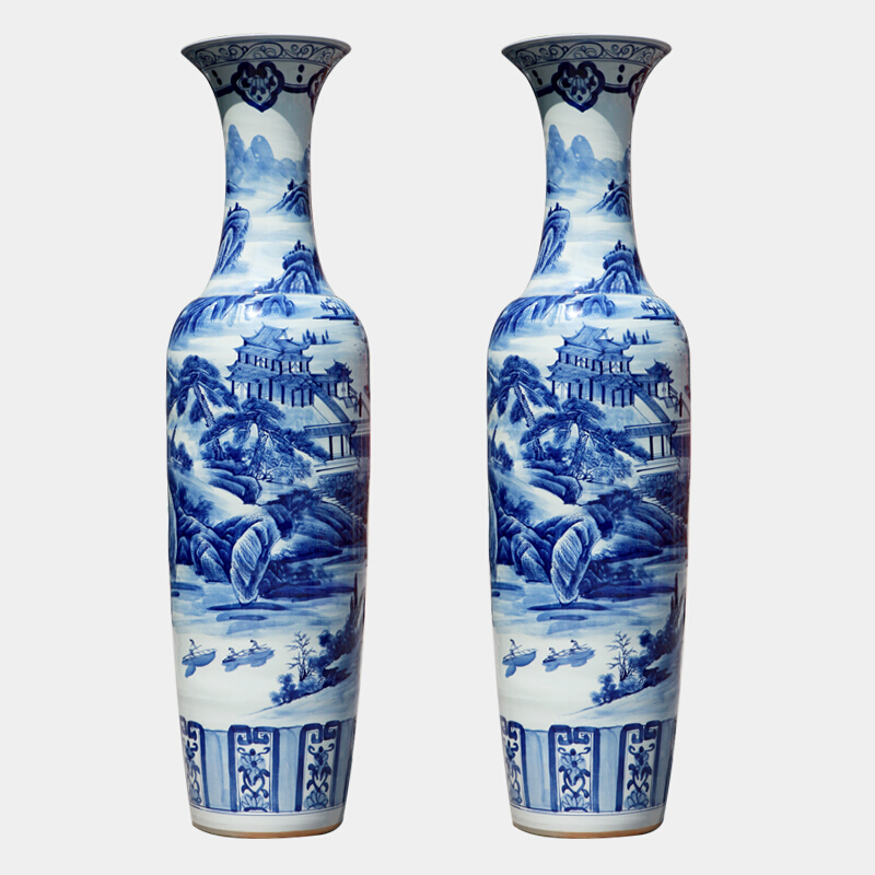 Jingdezhen ceramics hand - made landing large blue and white porcelain vase sitting room hall hotel opening furnishing articles