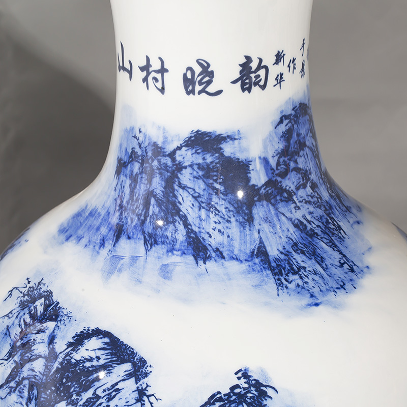 Jingdezhen blue and white vase of large sitting room hotel decoration ceramics handicraft furnishing articles