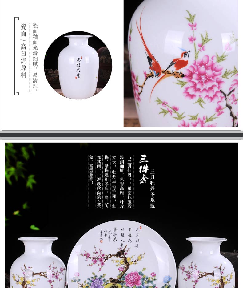 Jingdezhen ceramic three - piece suit modern home decoration crafts vases, ceramic sitting room TV ark, furnishing articles