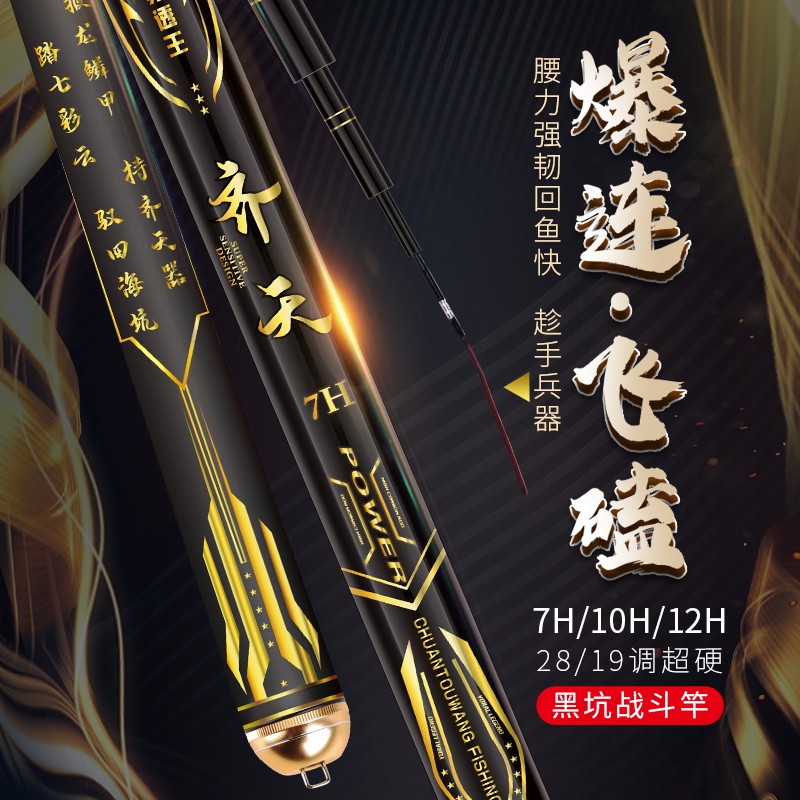 Penetrating Wang Qi Titian great San carbon ultra-light hard fishing rod carp carp hand rod black pit wild fishing new gear