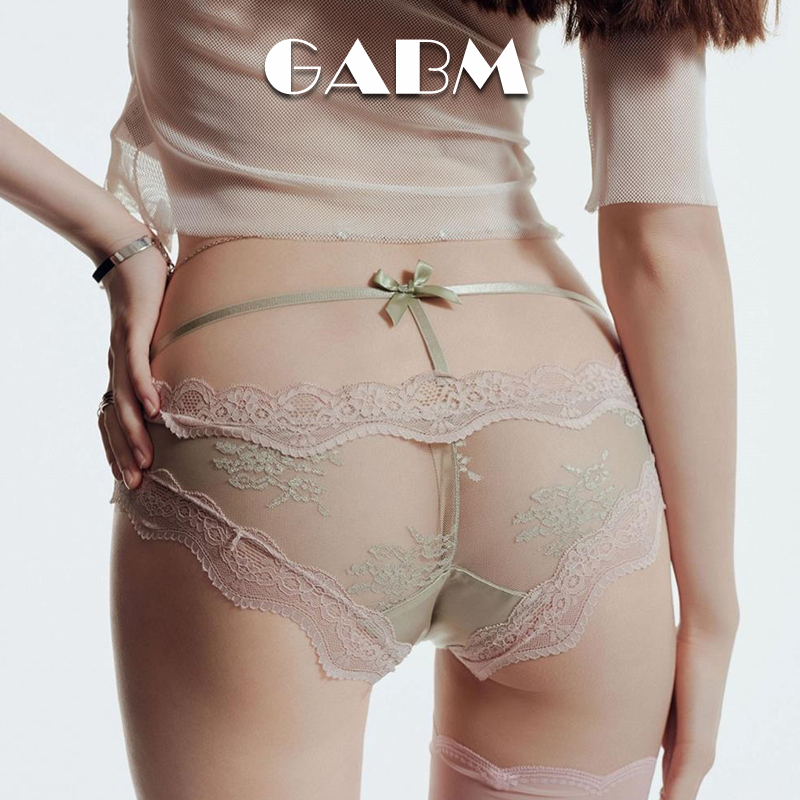 Japan Gabm French Sexy Low-Waist Satin Lace Panties for Women Pure Desire Cut Out Breathable Cotton Briefs