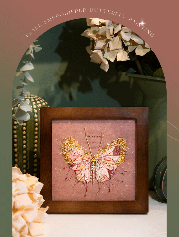 3 Dビーズ刺繍絵画手作りDIYセット蝶ビーズ刺繍額縁絵画ホームセット