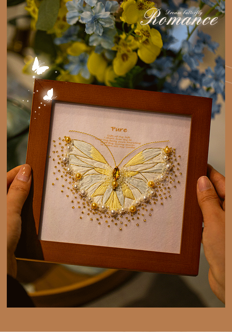 刺繍画　金の小づち 3 Dビーズ刺繍絵画手作りDIYセット蝶ビーズ刺繍額縁絵画ホームセット