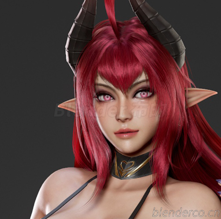 恶魔女孩次时代CG女性人物3D角色模型Ryan Reos大师 blender格式max格式ue格式