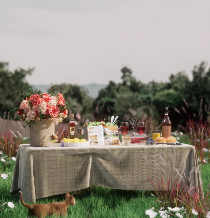 C4D户外场景野餐野炊露营3D模型场景OC渲染