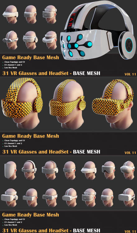 C4D头戴科幻VR眼镜眼罩blender模型fbx格式3D立体obj白模犀牛rhin