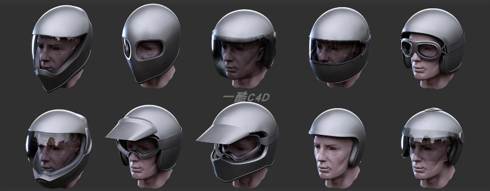 图片[2]-一酷C4D 头盔模型合集安全帽摩托车半盔摩托车头盔-cg男孩