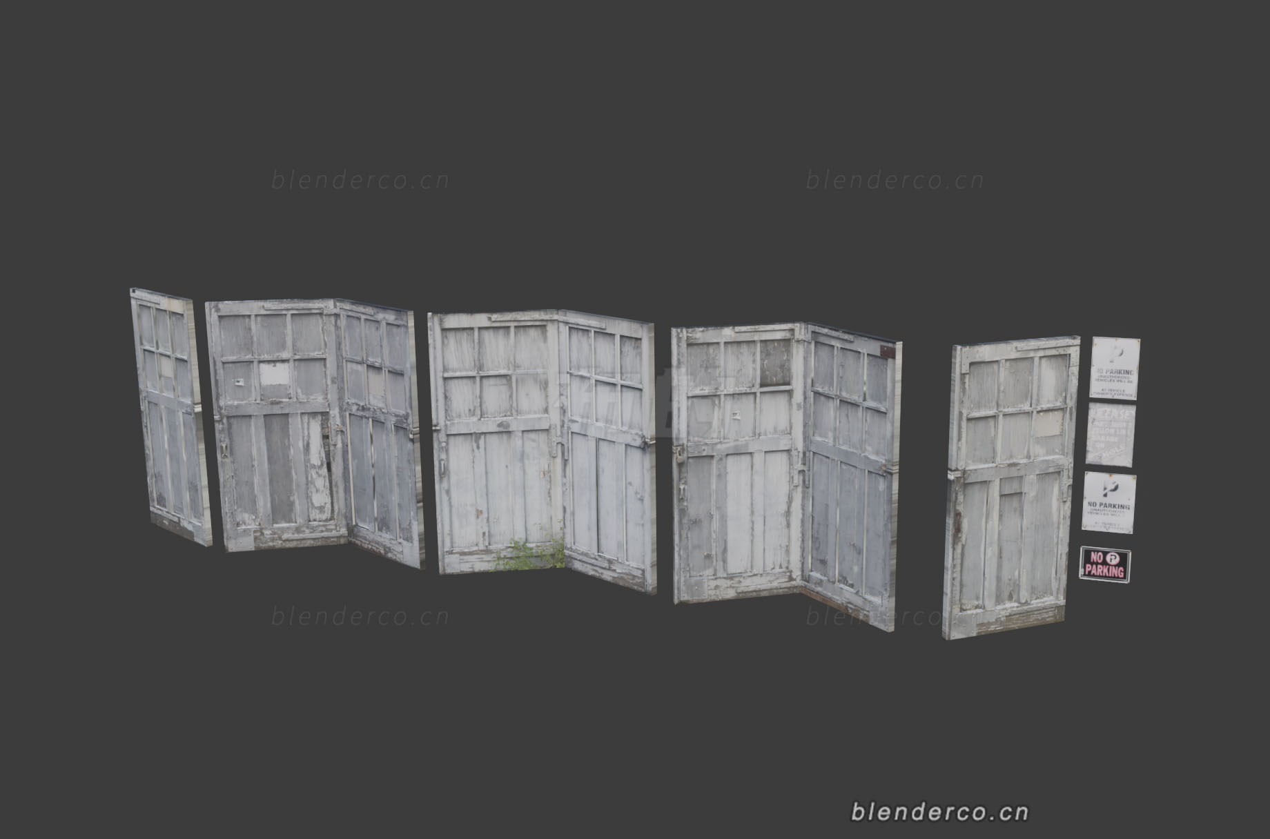 Blender灰色旧门模型