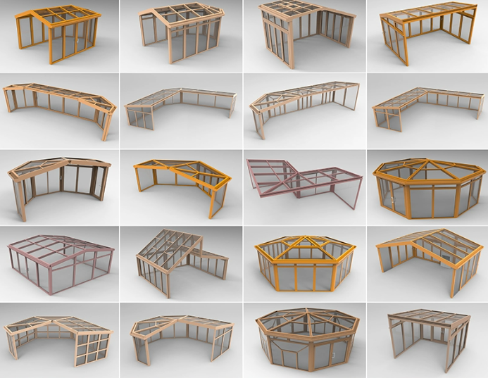 C4D阳光房FBX玻璃房STL木屋别墅OBJ现代结构建筑3D模型