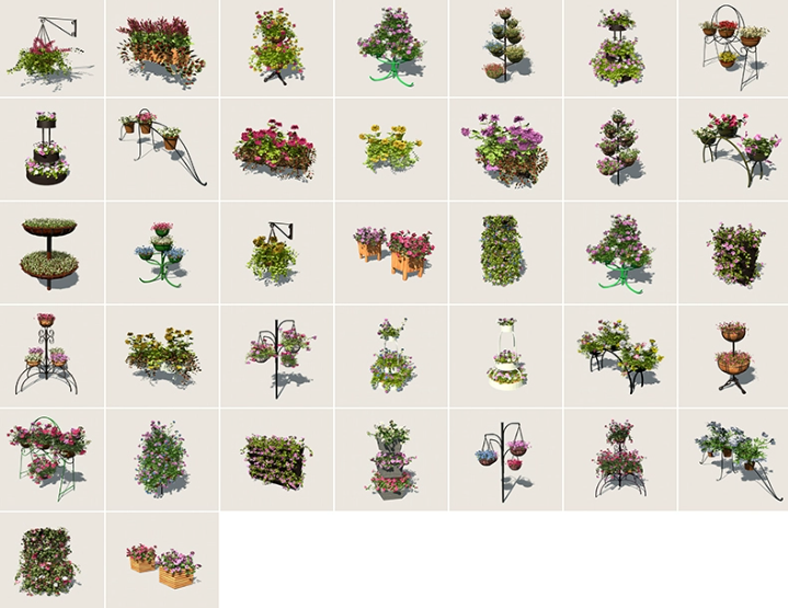 C4D植物FBX鲜花Blender盆景Maya盆栽花卉场景道具三维3D模型素材