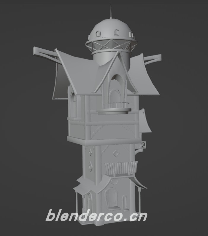 Blender卡通地面建筑10