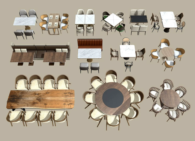 13套卡座沙发餐饮卡座咖啡奶茶店桌椅休闲桌椅SU模型C4D模型FBX-cg男孩