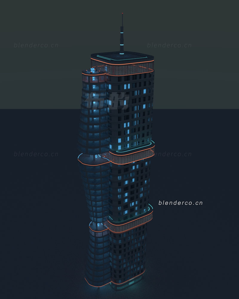 Blender科技感大楼建筑模型