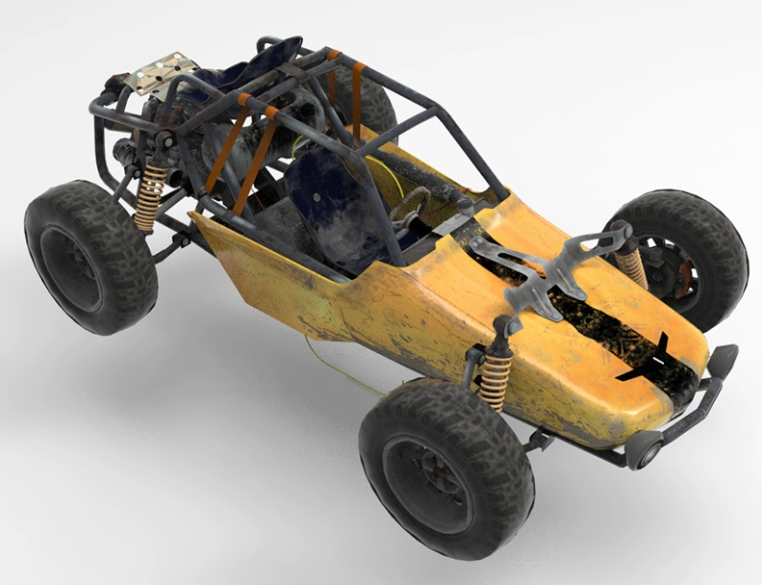 C4D FBX STL OBJ Blender吃鸡越野车载具汽车破旧战车三维3D模型-cg男孩