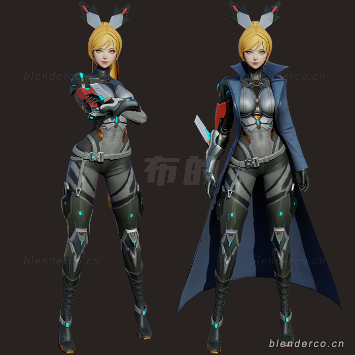 blender游戏角色模型美女战士