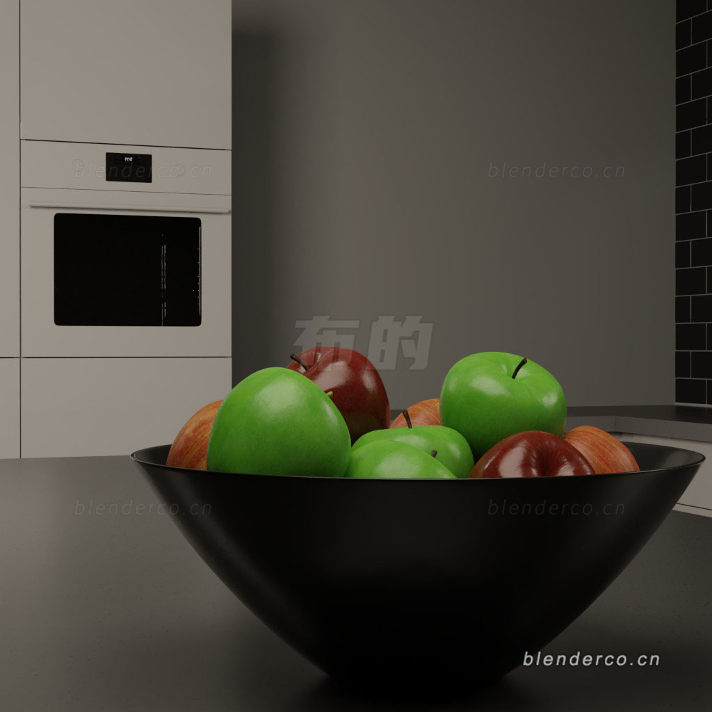 Blender水果盘青苹果模型