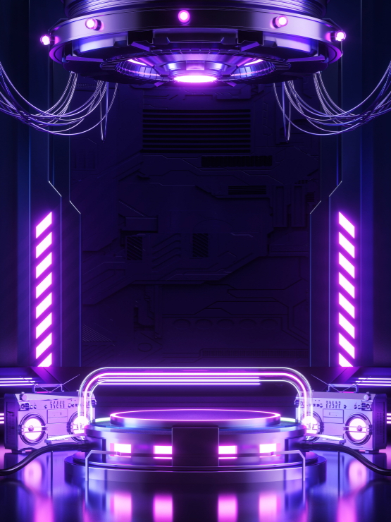 C4D双11紫色酷炫科技展台电商OC渲染3D立体场景