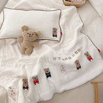 Class A baby cotton four-layer thickened gauze cotton spring and autumn childrens kindergarten nap covered blanket machine washable
