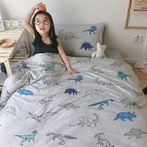 ins super soft Tianzhu cotton knitted naked sleeping childrens quilt cover single piece 120x150 Kindergarten baby soft four-piece set
