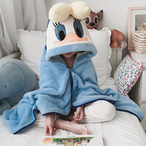 Childrens hooded baby bath towel Bathrobe with cap Baby absorbent soft bath bathrobe cloak Swimming autumn and winter towel