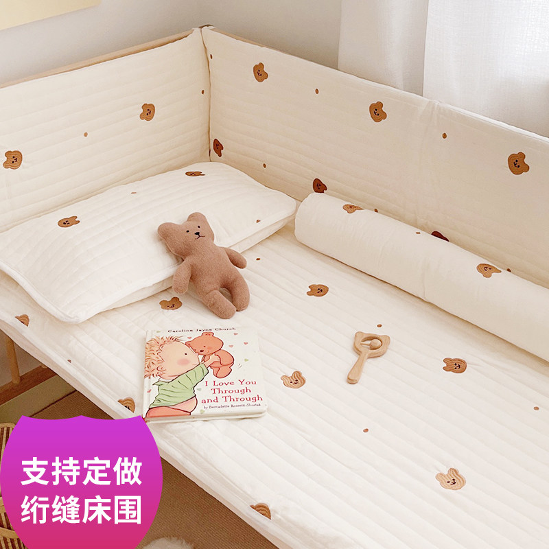 Can be customized crib soft bag can be disassembled and washable anti-collision guardrail ins children's baby splicing bed by pure cotton