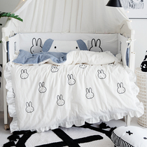 ins wind kindergarten three-piece set pure cotton breathable washed cotton baby bedding bed circumference single bed three-piece set