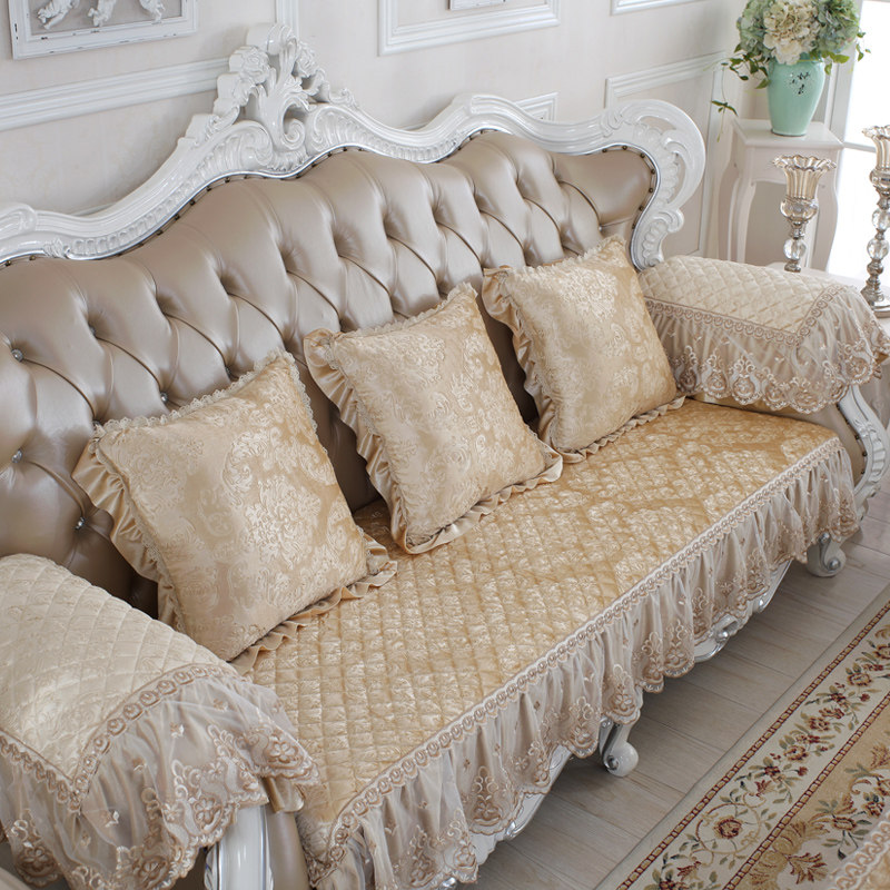European lace Korean velvet four seasons sofa cushion cushion non-slip plush leather combination sofa cover towel can be customized