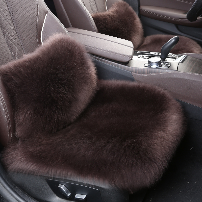 Winter Pure Wool Seat Cushion Cover Australian Long Plush Three-Piece Set Single Piece Fur Integrated Warm Fur Cushion Car Seat Cushion