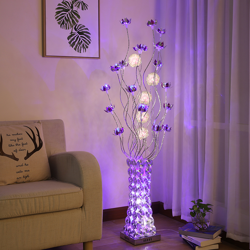 Creative decoration living room floor lamp sofa background pastoral art flower lamp simple bedroom energy-saving LED gift lamp