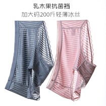 Ice Silk Briefs Woman Big Code Fat Mm Pure Cotton Crotch Antibacterial 200 catty plus Enlarged Lace No marks Breathable Thin summer