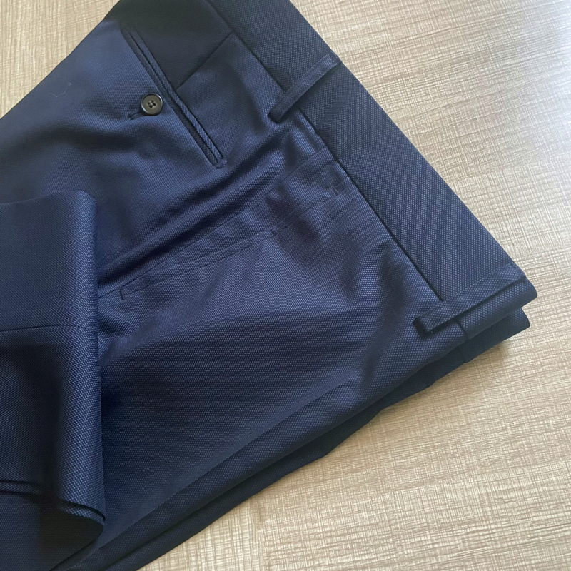Spring and Summer Style Navy Blue Bird'S-Eye Pattern Slim-Fit Non-Iron Dress Pants British Men's Mid-Waist Straight-Leg Long Trousers Spring and Summer Style Navy Blue Bird'S-Eye Pattern Slim-Fit Non-Iron Dress Pants British Men's Mid-Waist Straight-Leg Long Trousers
