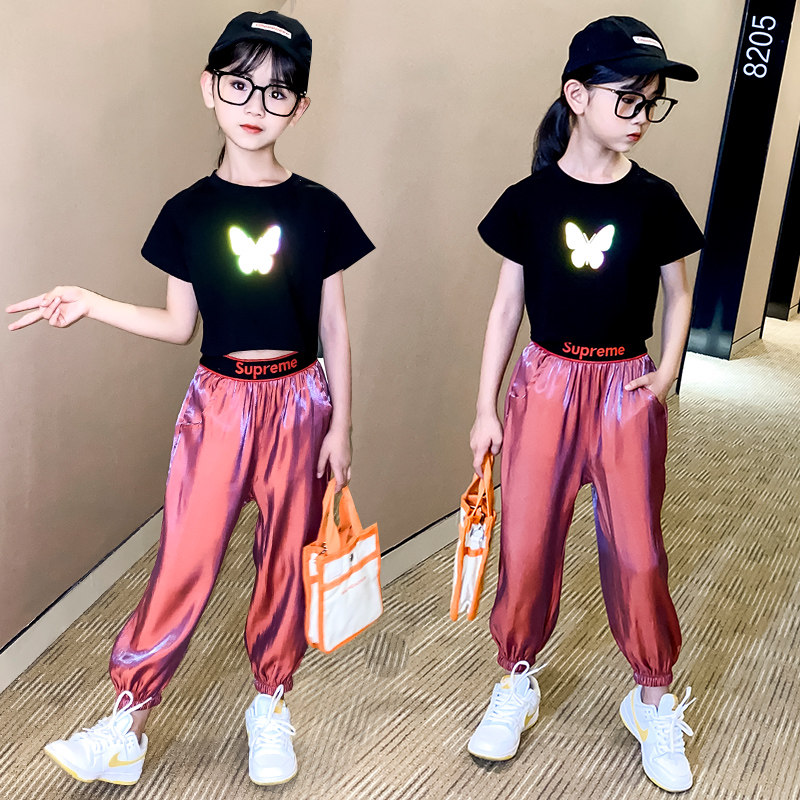 8 Net red girls suits summer clothes domineering jazz 13 middle school children 12 years old Western style 10 ten belly buttons 10 hip-hop 9