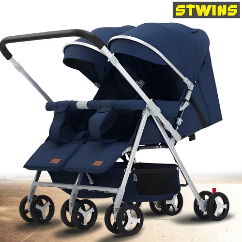 Съёмная зимняя коляска для близнецов с сидением для двоих, можно сидеть и лежать, амортизация