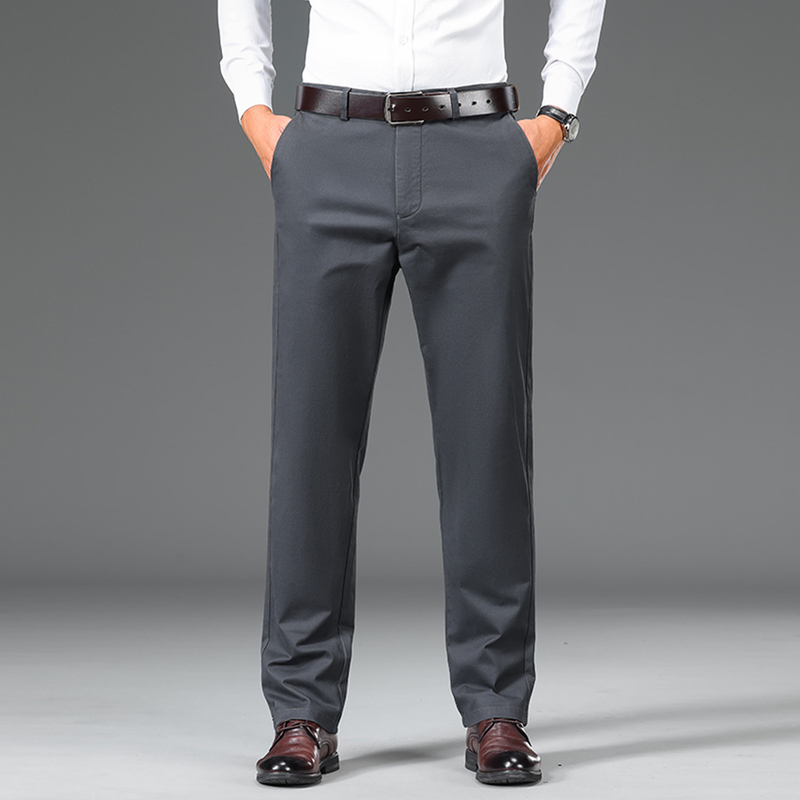 European-Style Genuine Cotton Casual Pants for Men, Loose Straight-Leg, Suitable for All Seasons, Soft, Breathable, Smooth, Skin-Friendly, Height-Enhancing, Straight-Leg