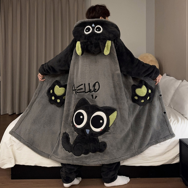 Pajamas for Men in Autumn and Winter, Thickened Coral Velvet, Men's Large Size Cartoon Youth Pajamas, Flannel Home Clothes Set Pajamas for Men in Autumn and Winter, Thickened Coral Velvet, Men's Large Size Cartoon Youth Pajamas, Flannel Home Clothes Set
