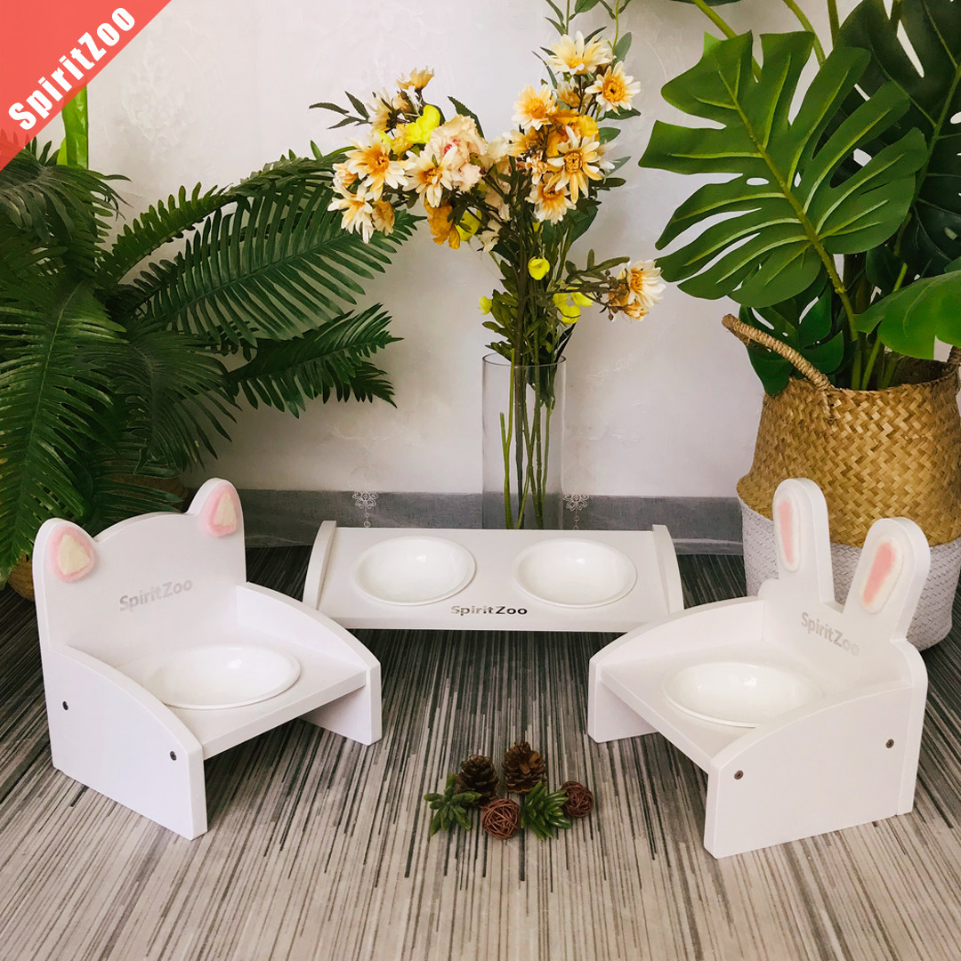 SpiritZoo Cat Table Cat Bowl Nestründe Butter Cat Table Multi-bowl Ceramic Bowl Pet Rice