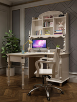 Simple corner desk bookshelf combination bookcase one-piece household solid wood computer desk Corner writing desk Office desk