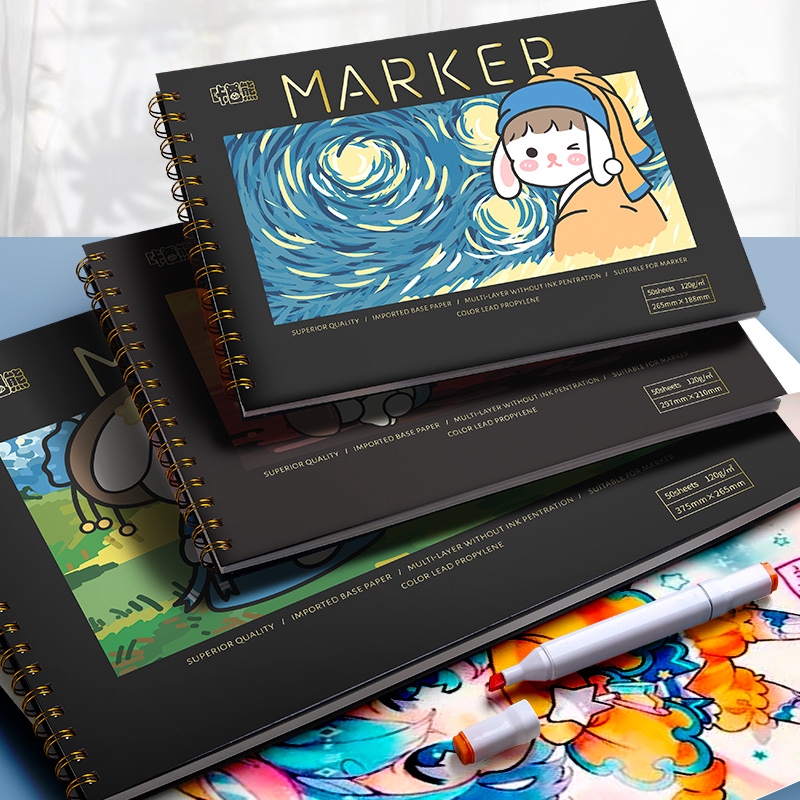 Mike pen special painting book thickened blank mark paper children's painting book elementary school art special paper A4 16K 8K kindergarten drawing book graffiti anime hand-painted book anti-penetration