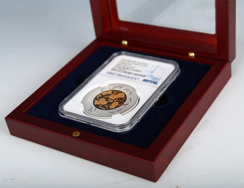 German lighthouse peach wood glass mirror rating coin NGC PCGS dog year commemorative coin 2018 coin collection box
