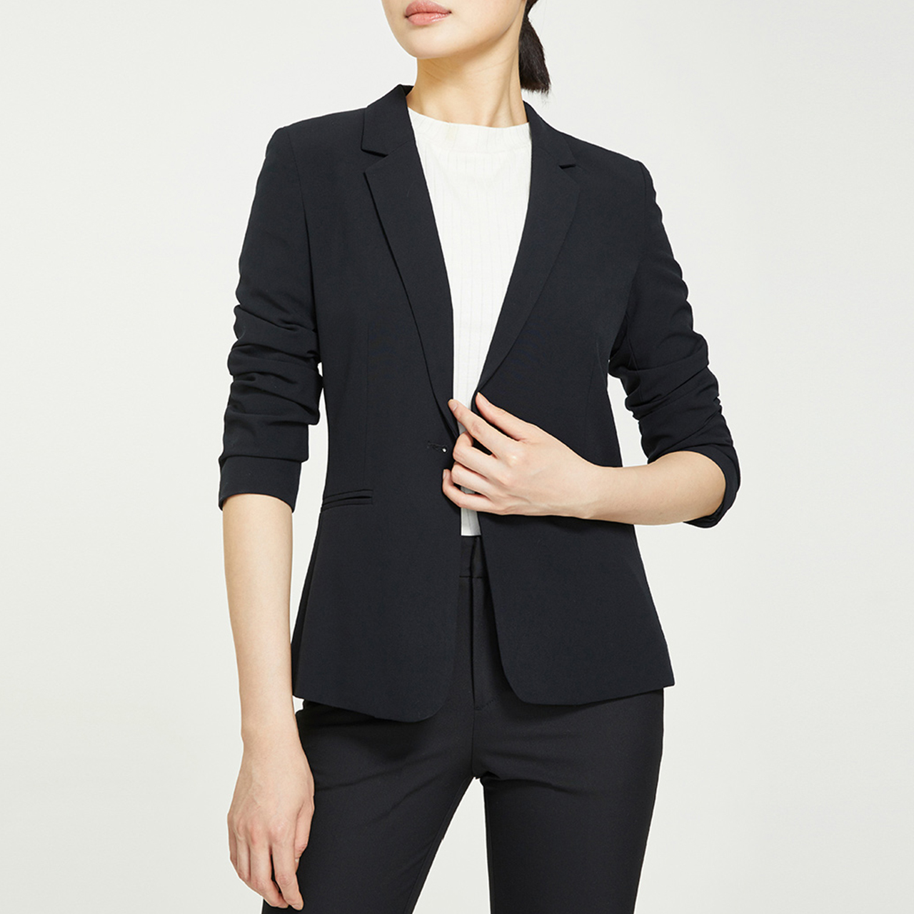 Meng Dazhi, nhỏ phù hợp với 2020 mới nữ mùa xuân và mùa thu một cài khuy áo khoác đi lại hút thuốc chuyên nghiệp quần áo phụ nữ phù hợp của