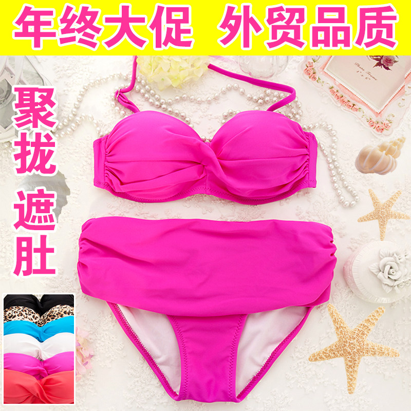 smallholiday swimsuit woman two-piece bikini small breasts thickened with steel-deluding hot springs swimsuit