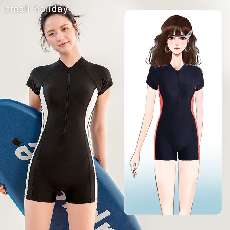 Swimsuit Lady Conjoined Flat Corner Conservative Professional Sports Swimsuit Big Code Spa Swimsuit Women Covered for Slim Vacation-Taobao